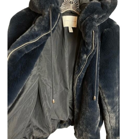 Midnight Blue Faux Fur Hooded Jacket - Picture 4 of 5